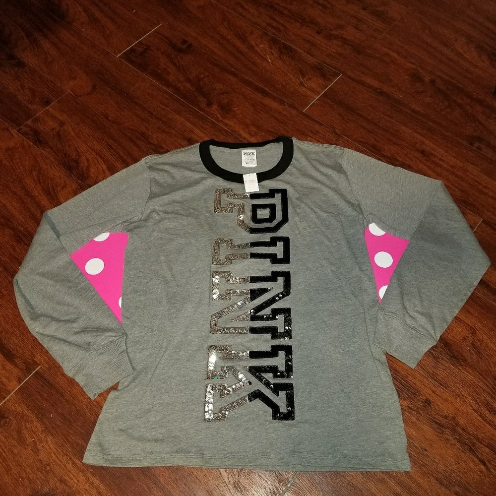 NWT Victoria's Secret PINK BLING Long Sleeve Tee